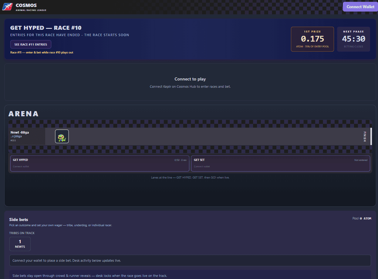 Screenshot of the C.A.R.L racing arena interface